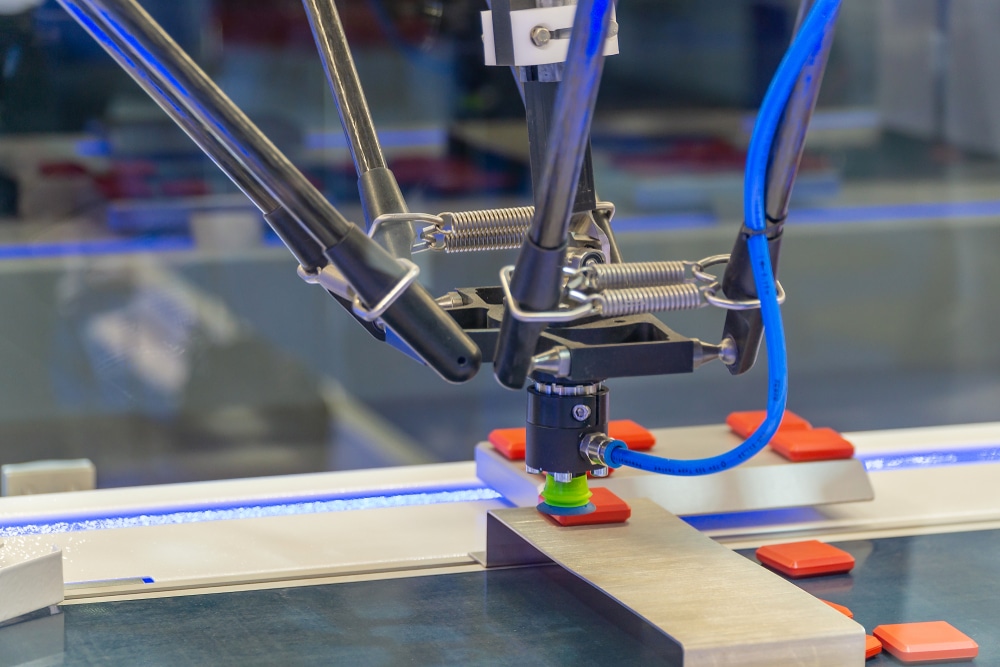 A delta robot makes a high-speed pick