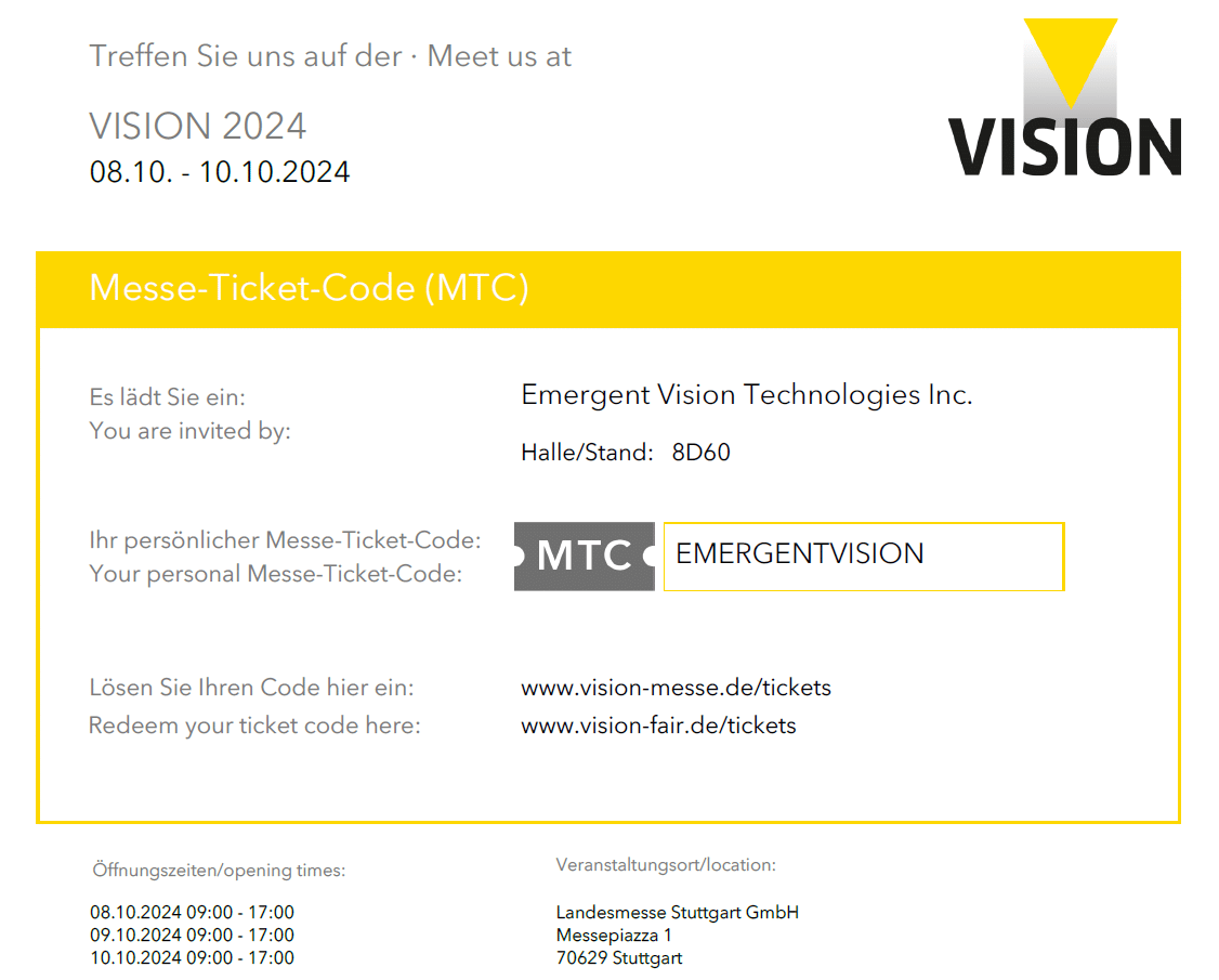 Vision Stuttgart Ticket Code