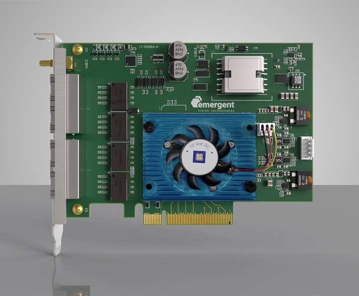 THEIA 10GigE network interface cards support multi-camera 10GigE systems, including EROS by Emergent.