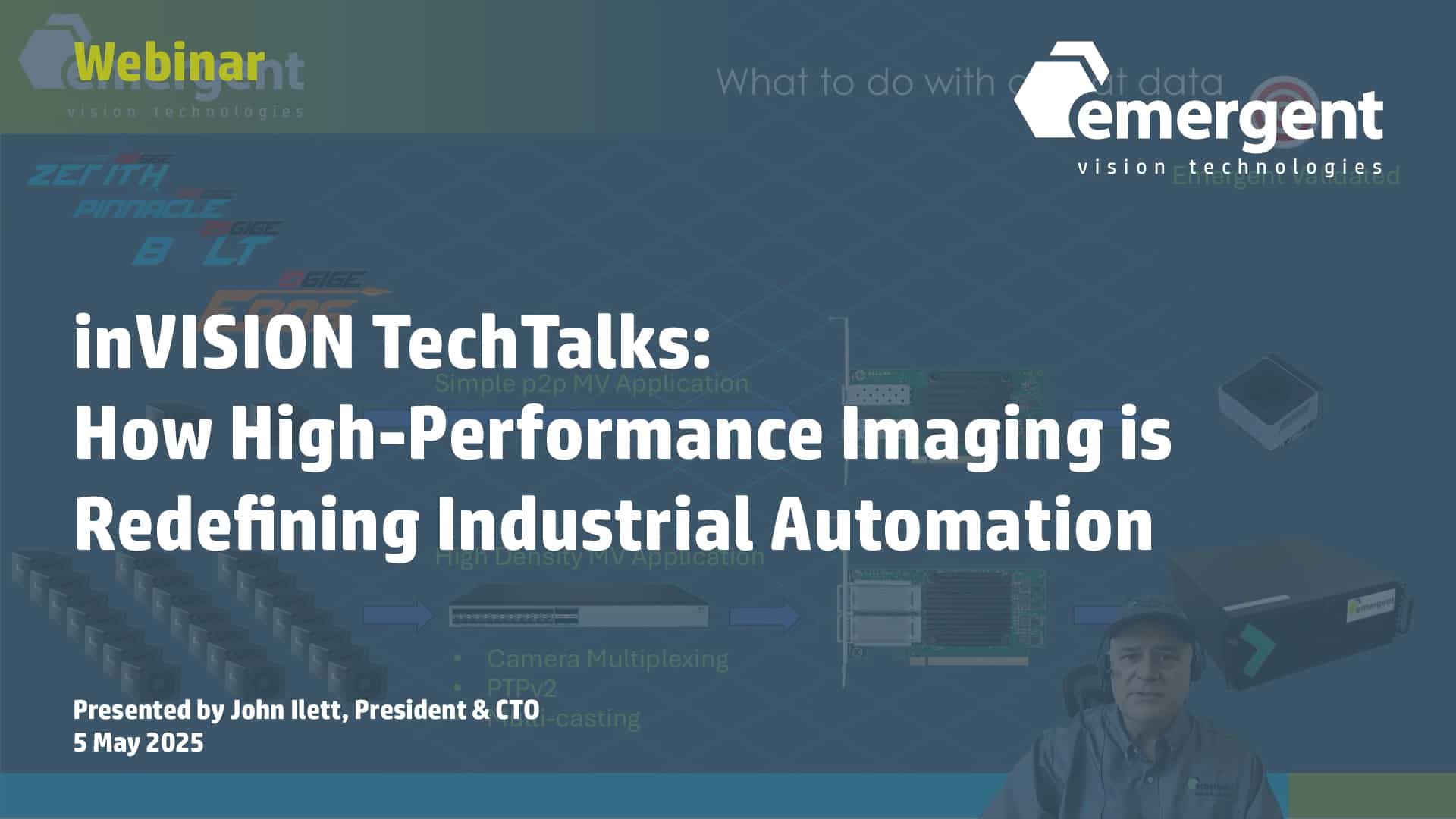How High-Speed GigE Cameras are transforming industrial automation" video title card.