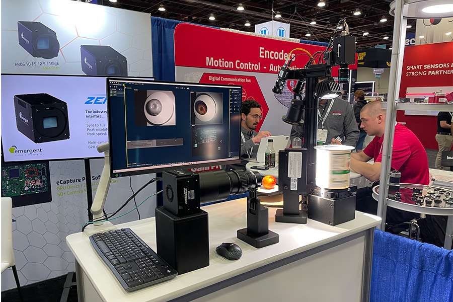 Shows EROS 10GigE, BOLT 25GIgE and PINNACLE 100GigE high-speed industrial cameras.