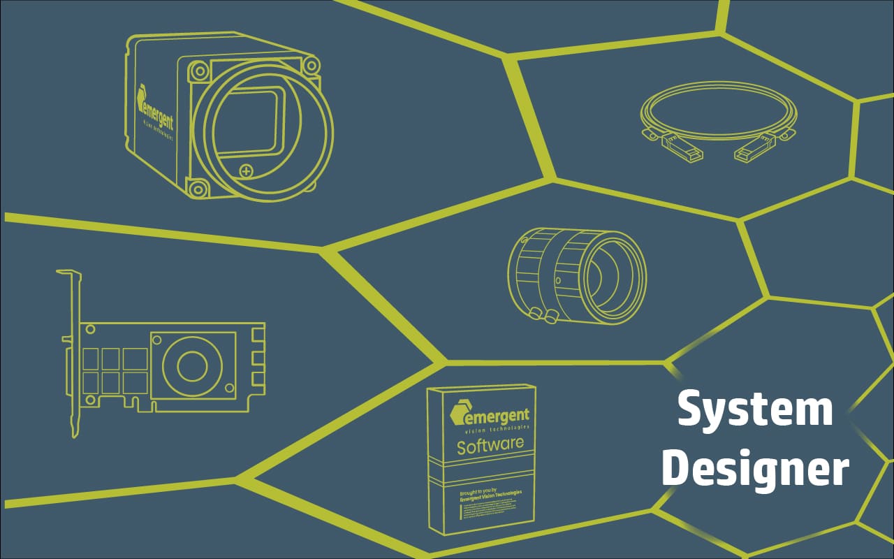 System Designer is a sortable database of all Emergent GigE cameras, network interface cards, lenses and cables for machine vision.